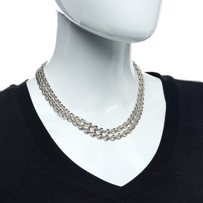 David Yurman Sterling Silver Thoroughbred Cushion Link Double Row Necklace 4 of 4