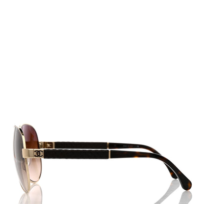 Chanel Lambskin Quilted CC Aviator Sunglasses 4195-Q Brown 4 of 8