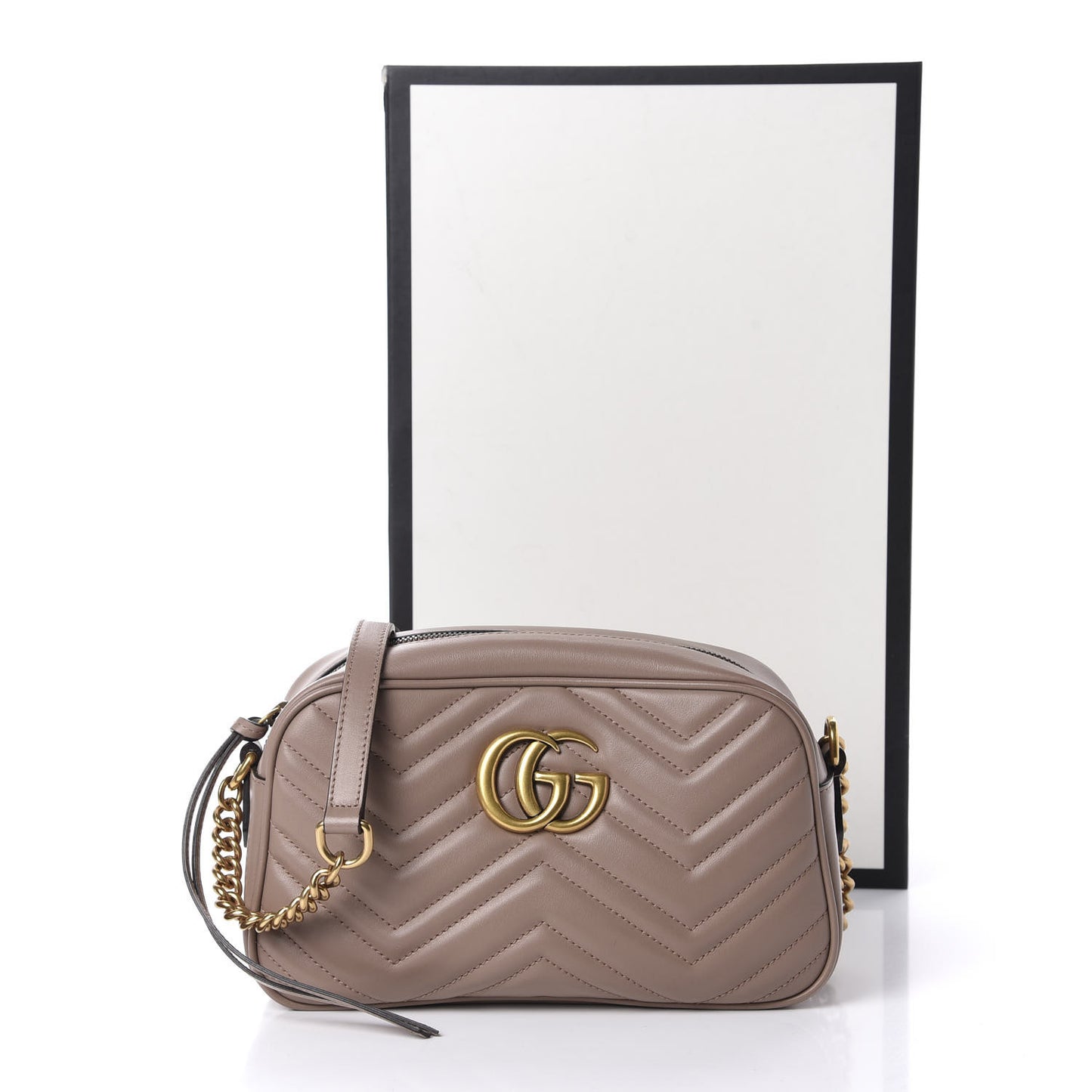 Calfskin Matelasse Small GG Marmont Chain Shoulder Bag Porcelain Rose