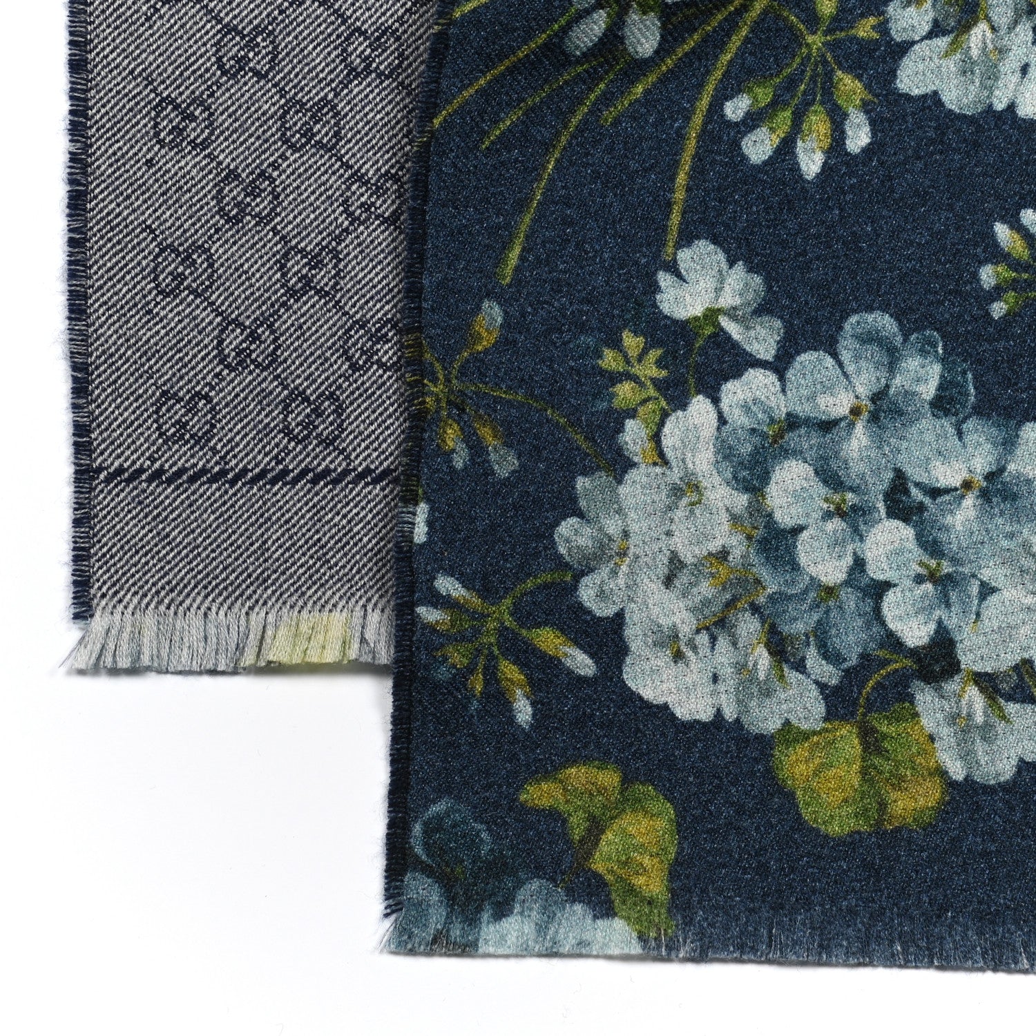 Gucci Wool Jacquard GG Monogram Miniorophin Scarf Midnight Blue Sky Blue 3 of 5