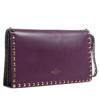 Valentino Garavani Nappa Rockstud Wristlet Clutch Aubergine 3 of 9