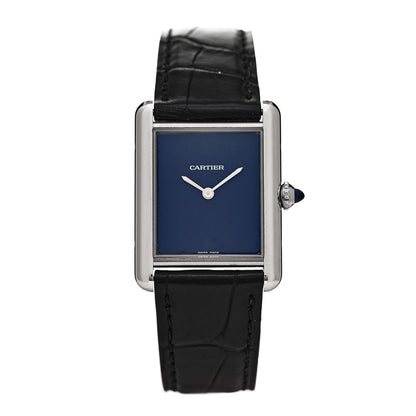 Cartier Stainless Steel Alligator 25mm Must de Cartier Tank Quartz Watch Blue 1 of 4
