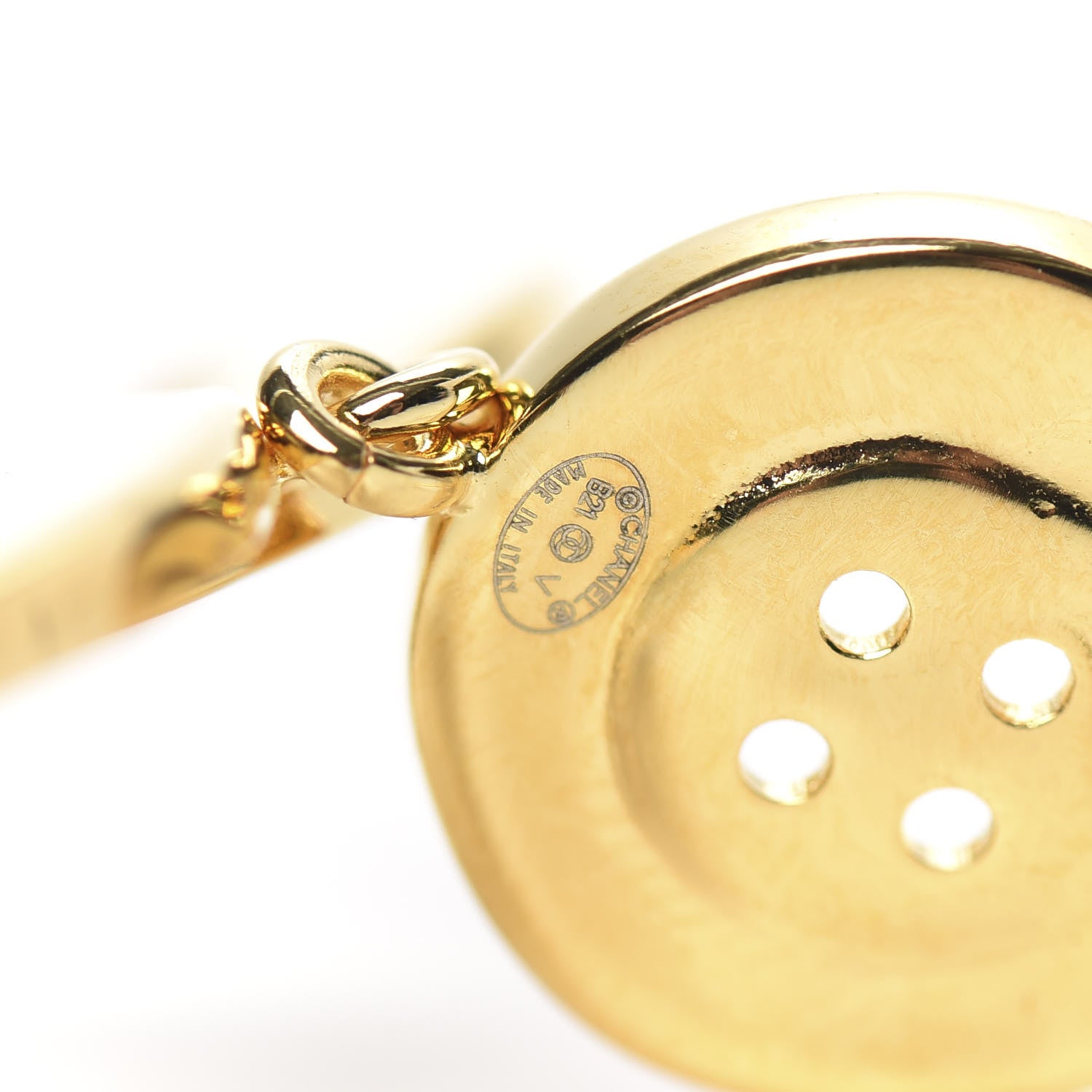 Chanel Metal Large Paris Button Earrings Gold 4 of 4