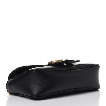 Gucci Calfskin Matelasse Super Mini GG Marmont Shoulder Bag Black 3 of 11