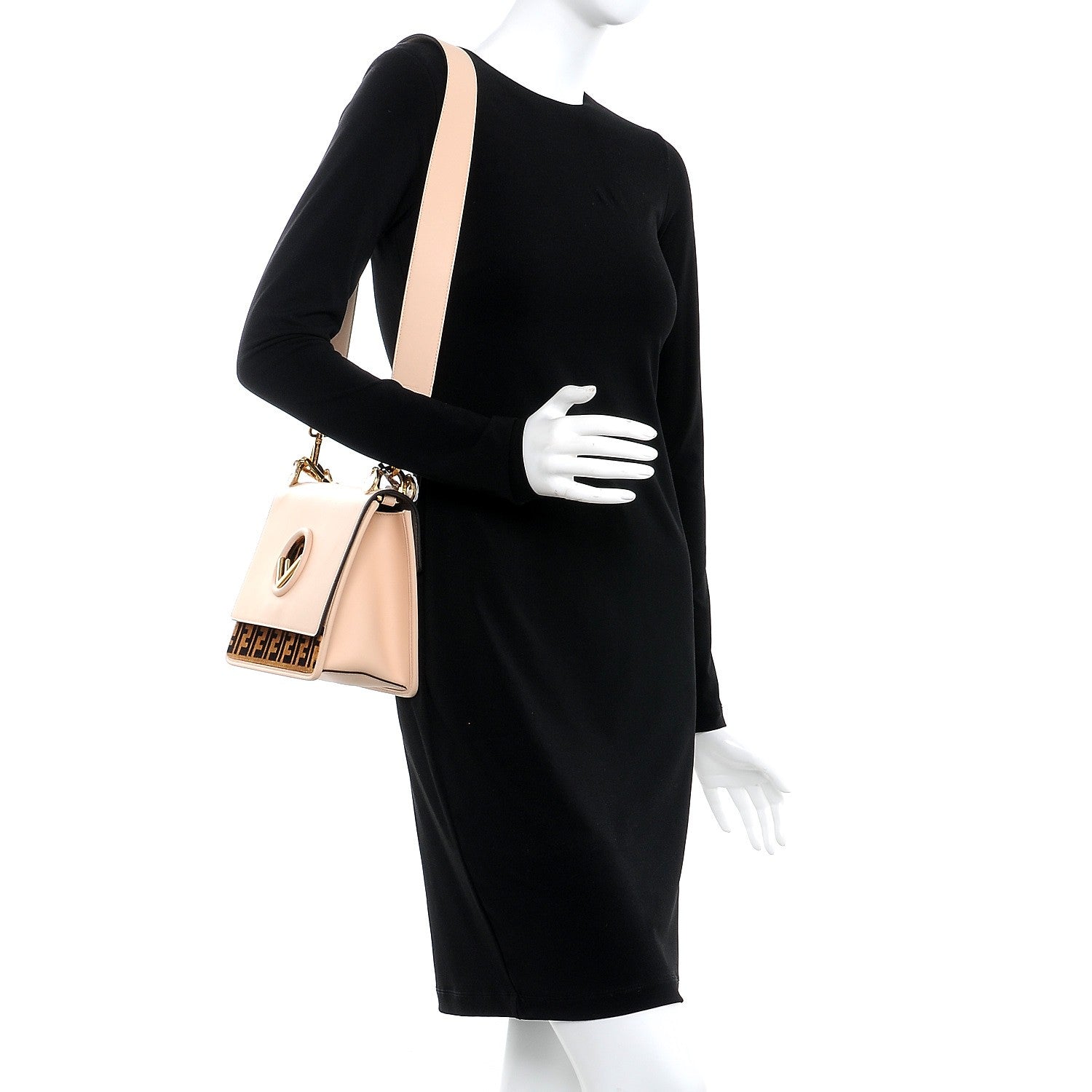 Fendi Vitello Century Velvet F is Fendi FF Kan I Shoulder Bag Tobacco Rosa Plaster 2 of 11