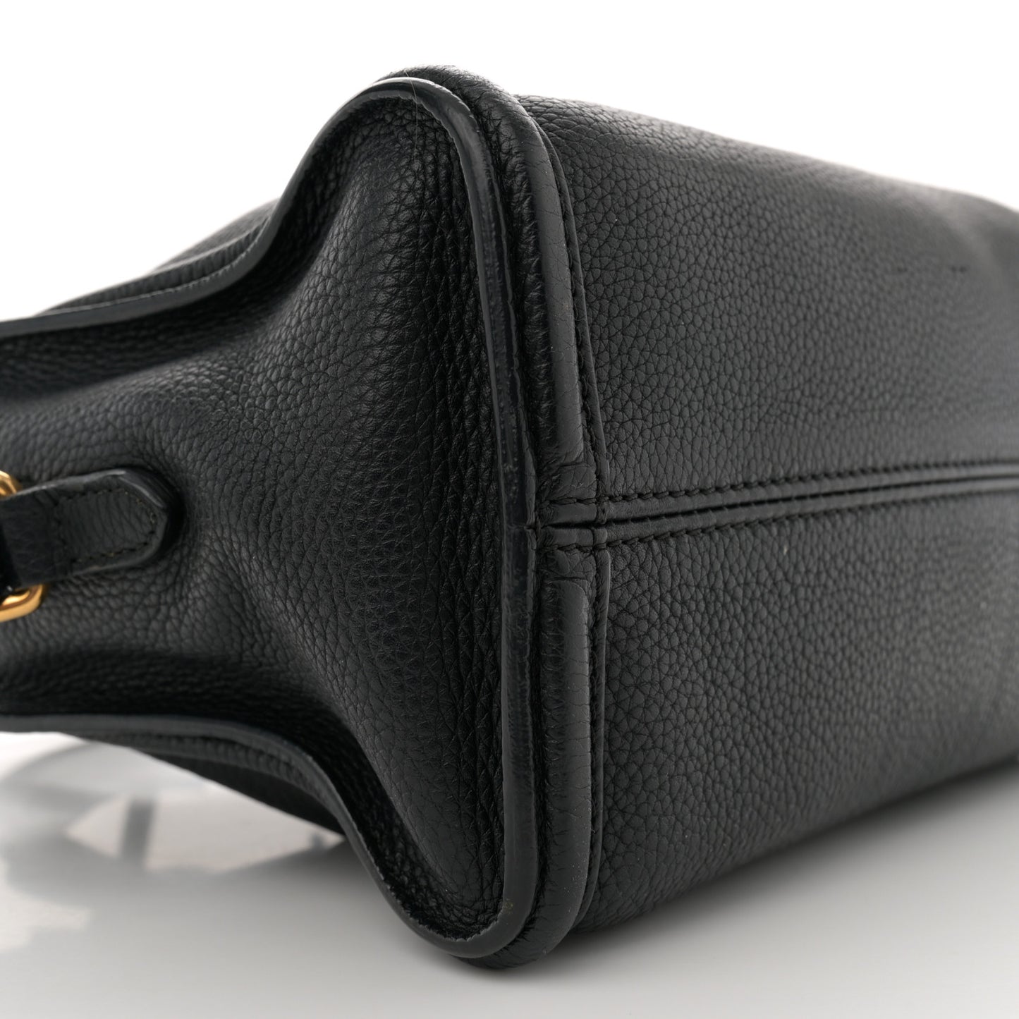 Pebbled Calfskin Mini Skull Padlock Zip Around Tote Black