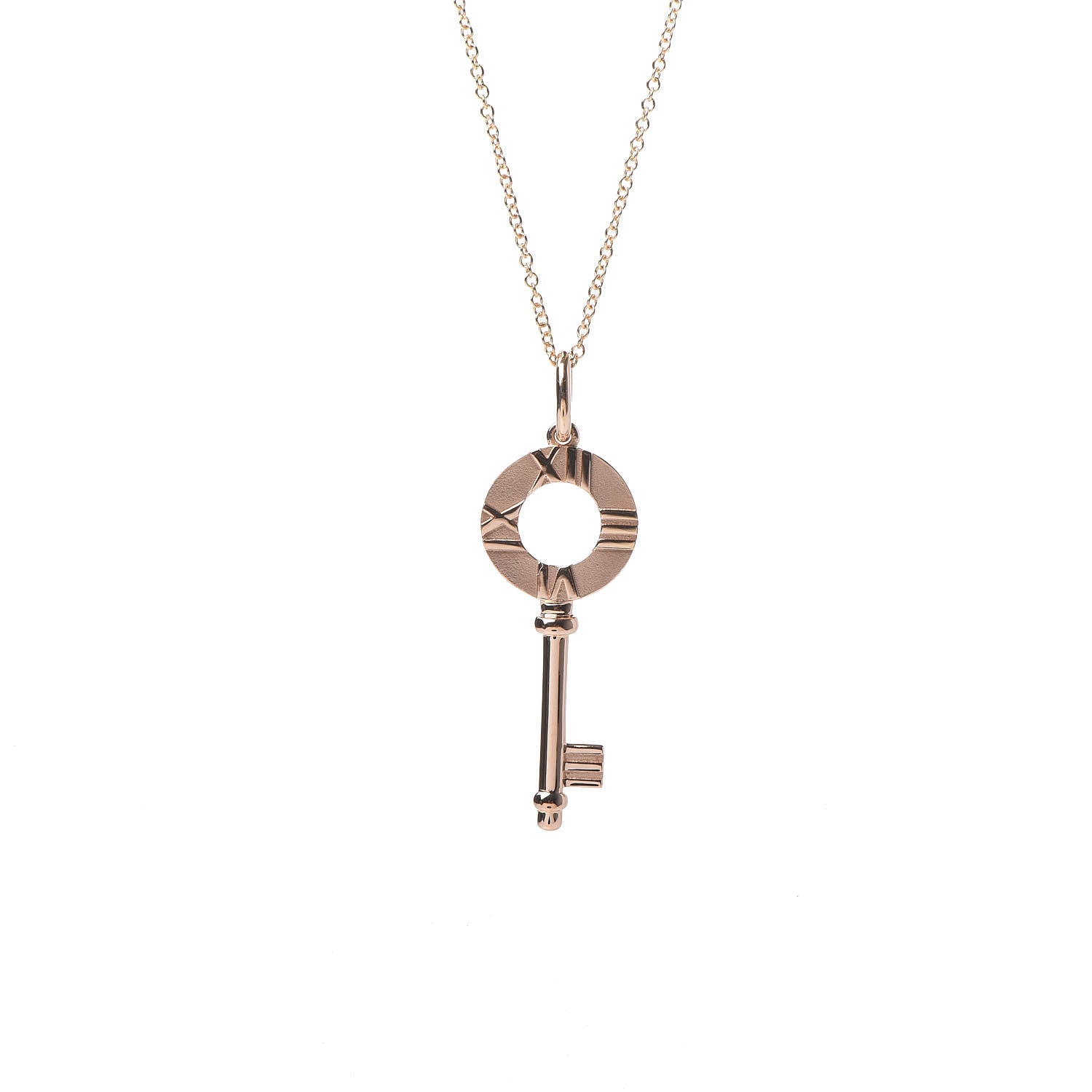 Tiffany 18K Rose Gold Atlas Key Pendant Necklace 4 of 7