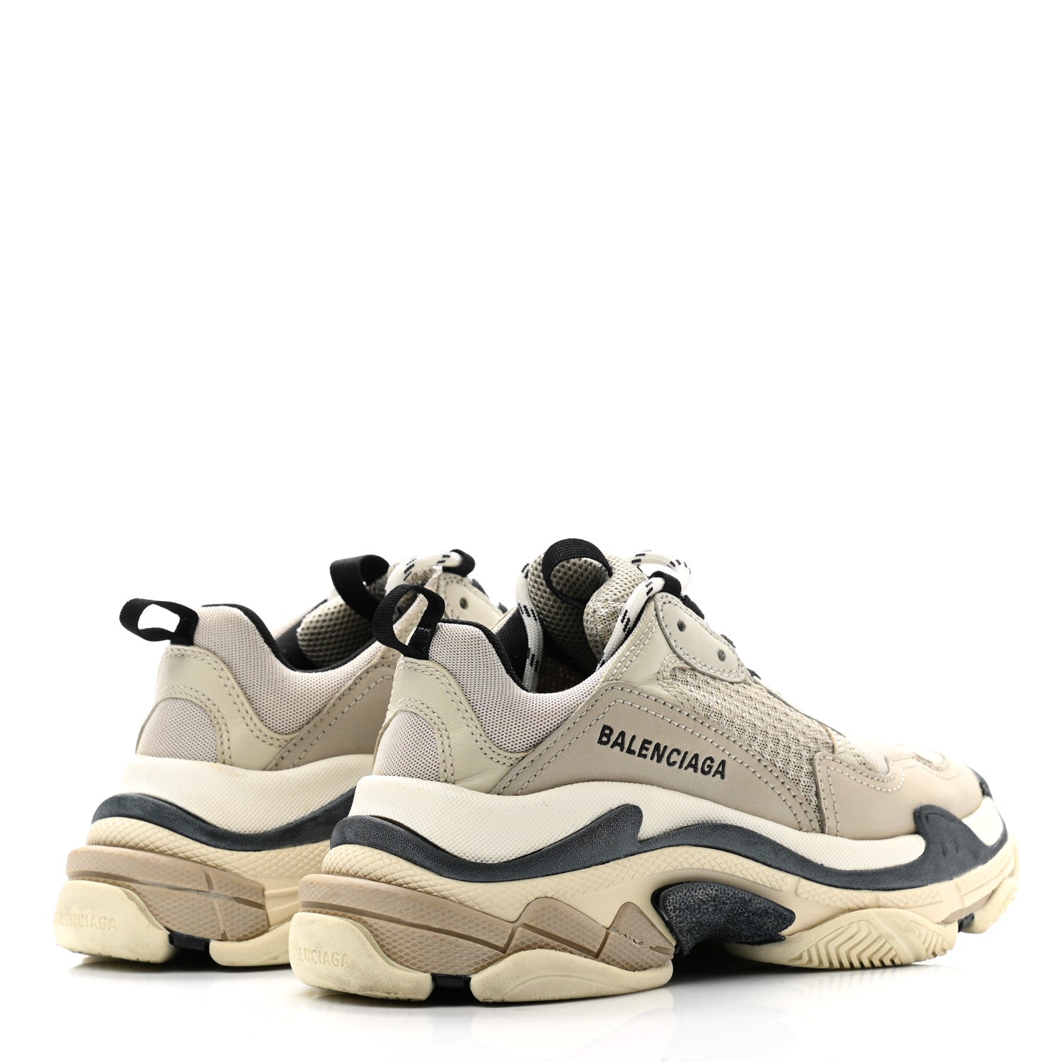 Balenciaga Fabric Mesh Womens Triple S Sneakers 36 Beige Black 4 of 9