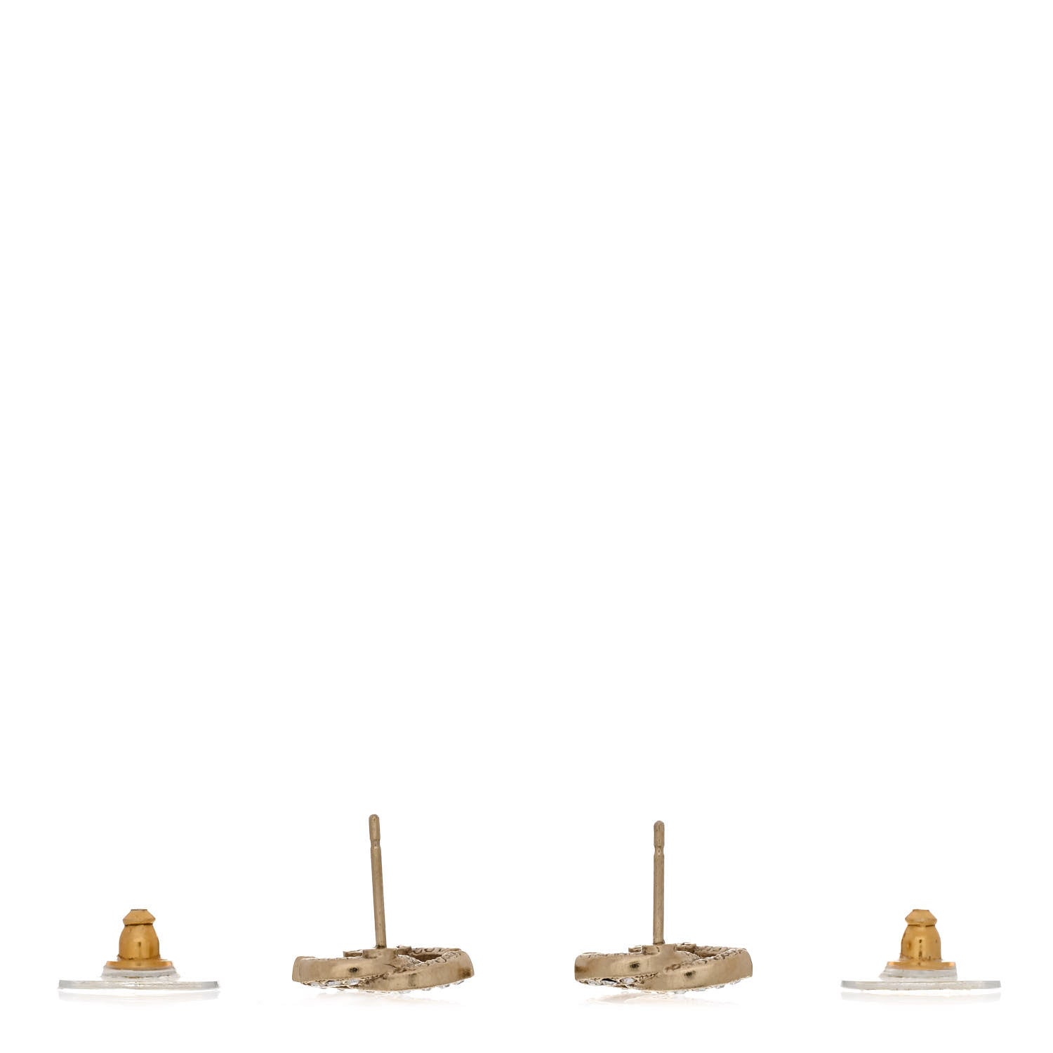 Chanel Crystal Mini CC Earrings Light Gold 3 of 5