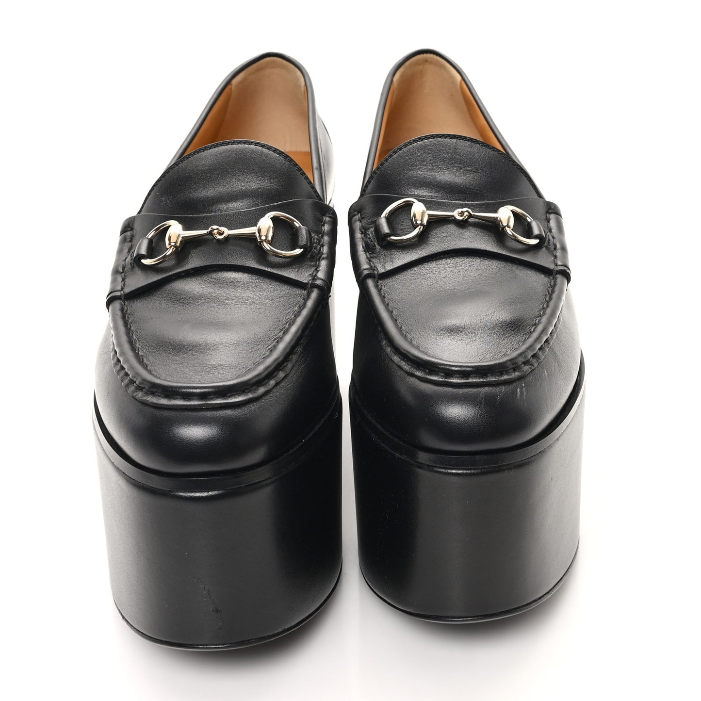 Ancora Calfskin Womens Horsebit Platform Loafers 39 Black