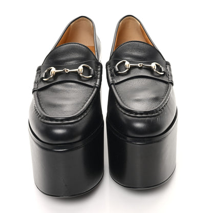 Gucci Ancora Calfskin Womens Horsebit Platform Loafers 39 Black 3 of 11