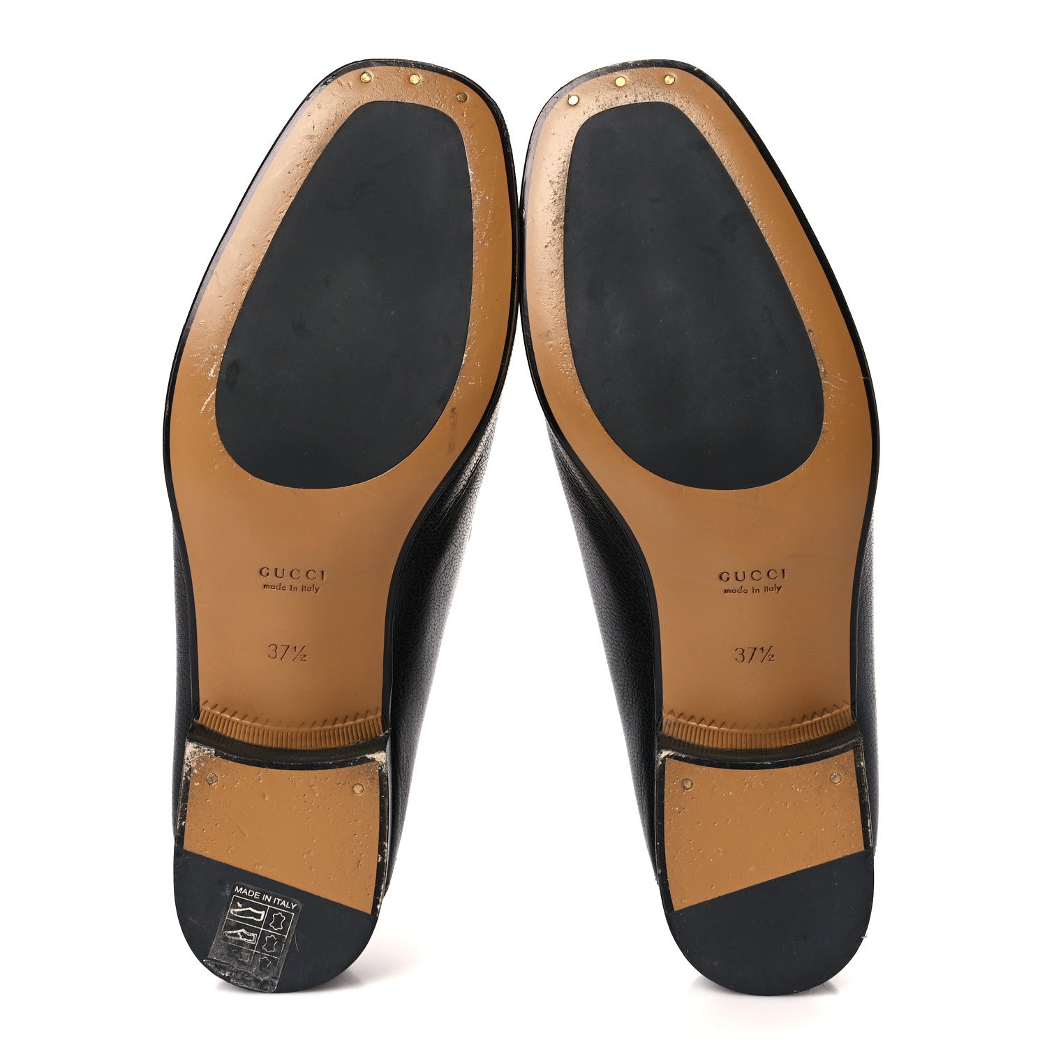Gucci Goatskin Womens Horsebit Mid-Heel Loafers 37.5 Black 5 of 9