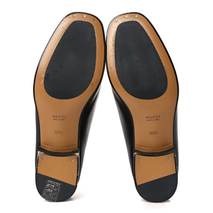 Gucci Goatskin Womens Horsebit Mid-Heel Loafers 37.5 Black 5 of 9