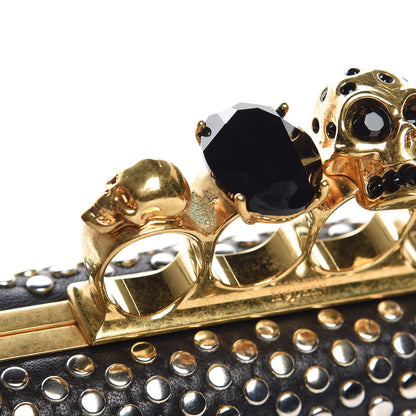 Alexander McQueen Lambskin Studded Skull Knuckle Box Clutch Black 13 of 17
