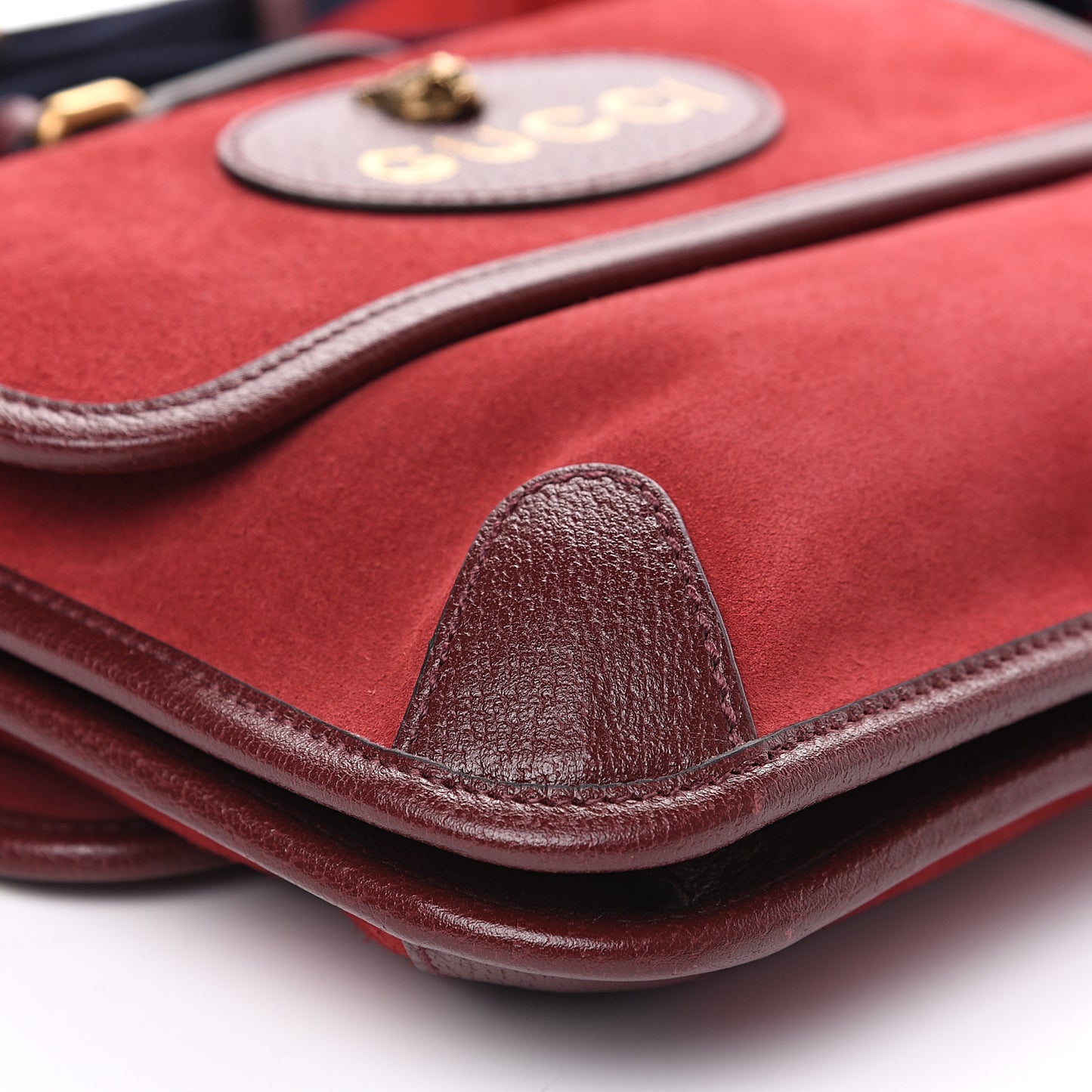 Suede Web Small Neo Vintage Double Flap Messenger Bag Romantic Cherry Chardonnay