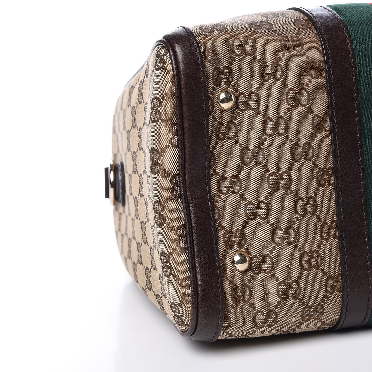 Gucci Monogram Vintage Web Medium Boston Dark Brown 9 of 15