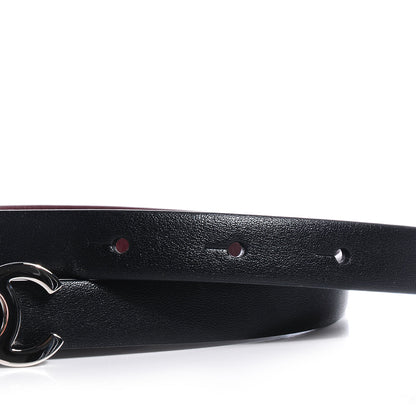 Chanel Reversible Leather CC Logo Skinny Belt 85 Black Burgundy 3 of 6
