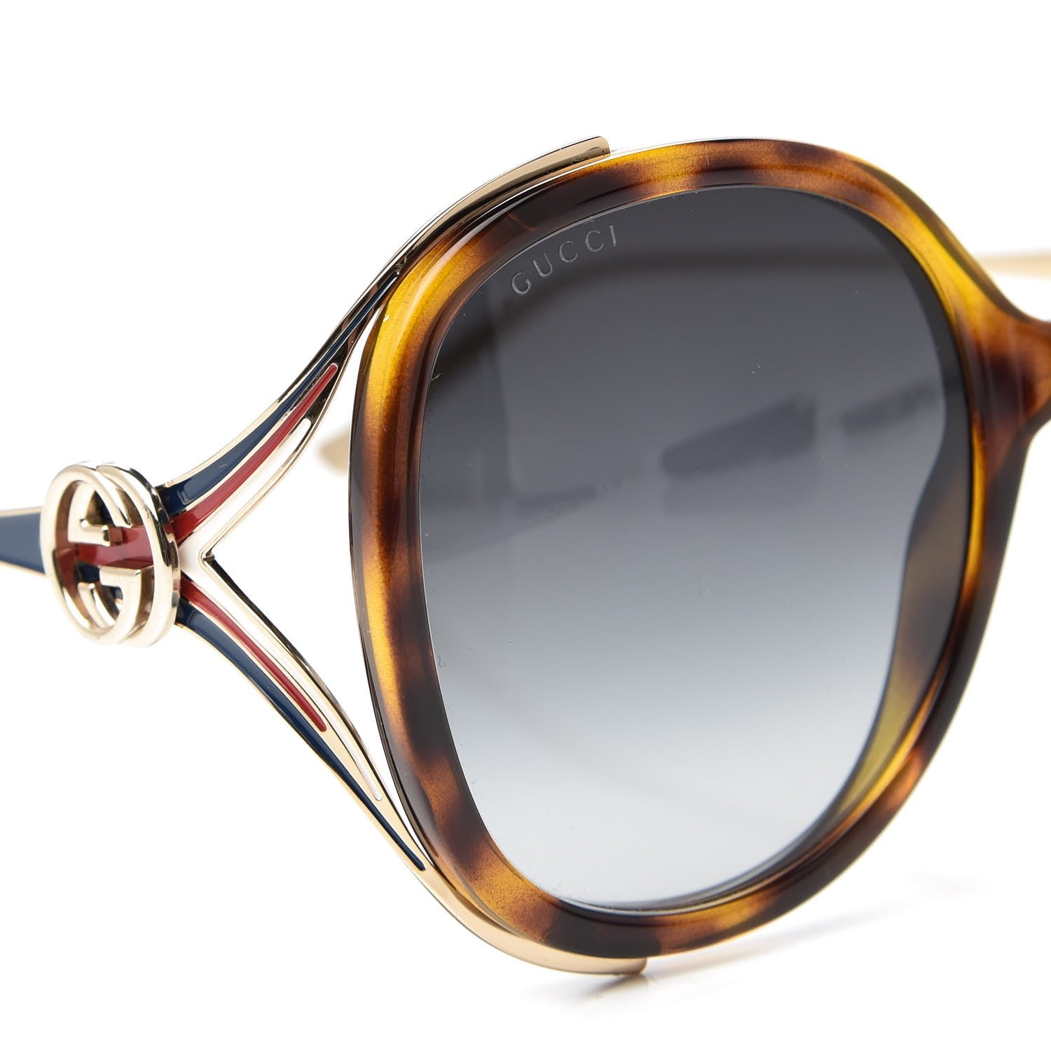 Gucci Round Frame Injected GG0226S Sunglasses Tortoise 7 of 8