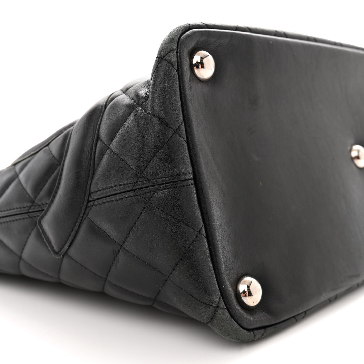 Calfskin Quilted Large Cambon Tote Black