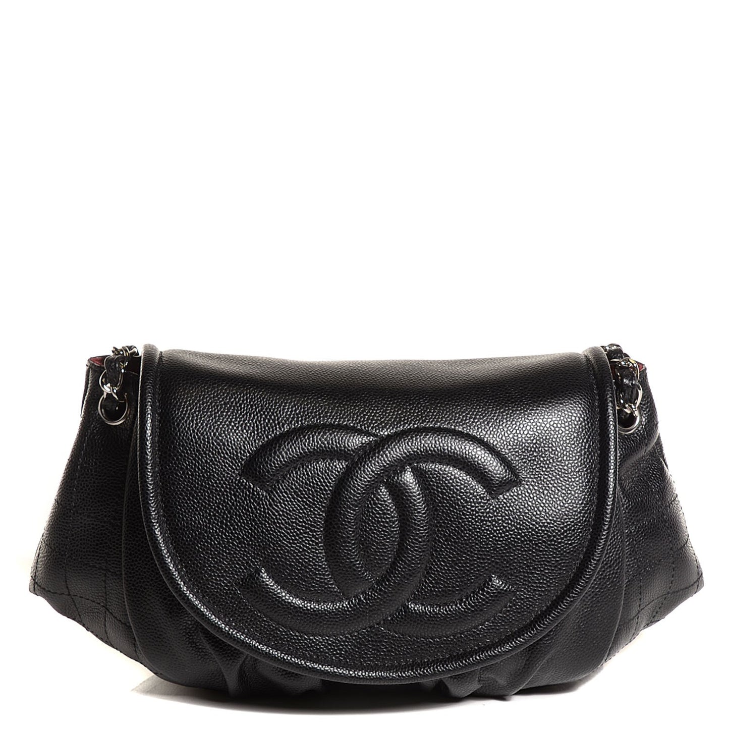 Caviar Half Moon Large Flap Black