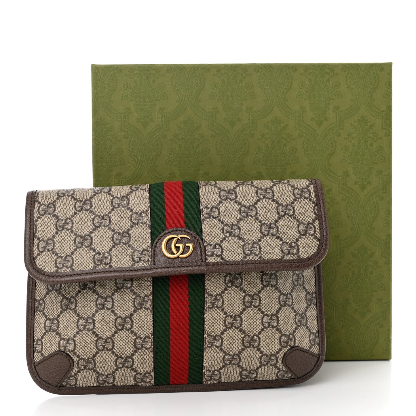 GG Supreme Monogram Web Small Ophidia Belt Bag Brown