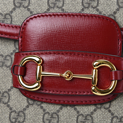 Gucci GG Supreme Monogram Azalea Calfskin Horsebit 1955 Shoulder Bag Beige Ebony New Cherry Red 11 of 11
