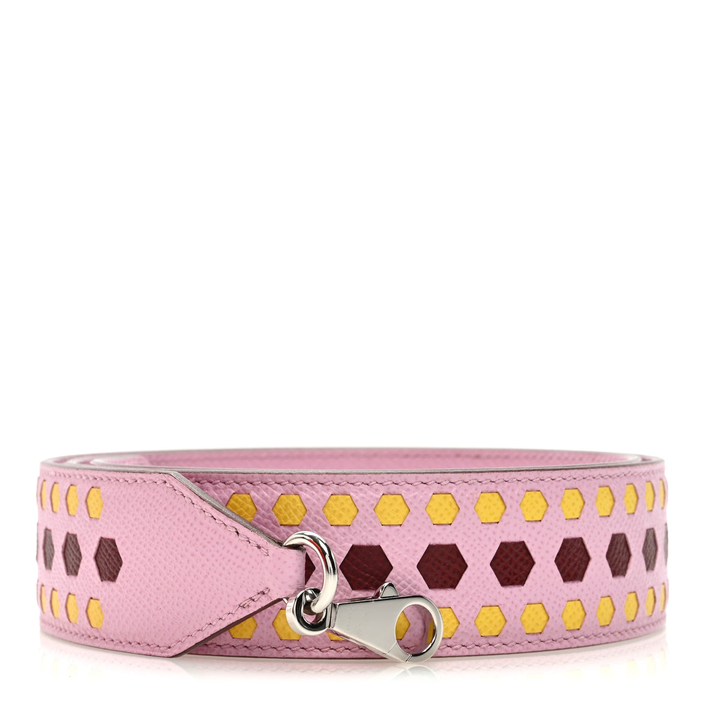 Epsom 30mm Hexagone Tressage Shoulder Strap Mauve Sylvestre Rouge H Jaune De Naples