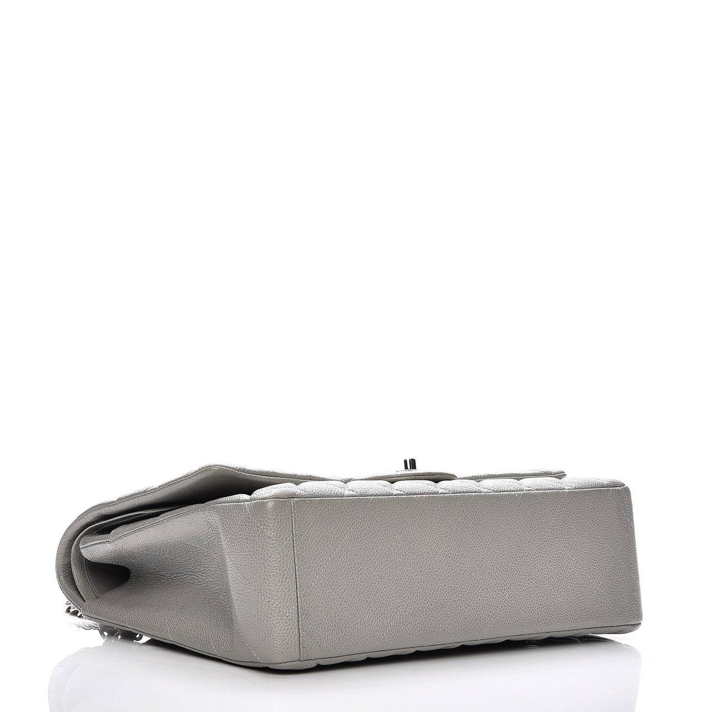 Caviar Quilted Maxi Double Flap Light Grey