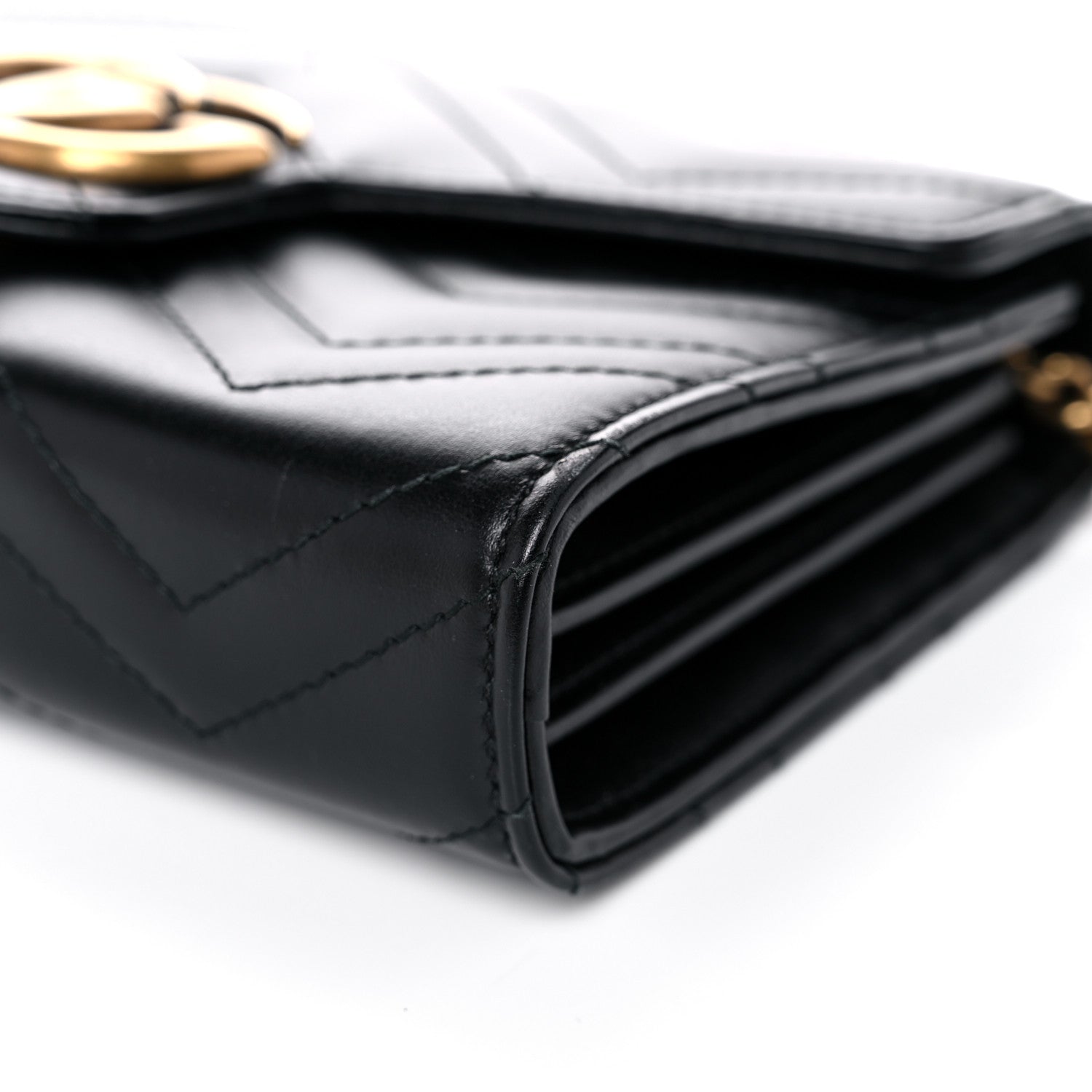 Gucci Calfskin Matelasse GG Marmont Chain Wallet Black 17 of 27