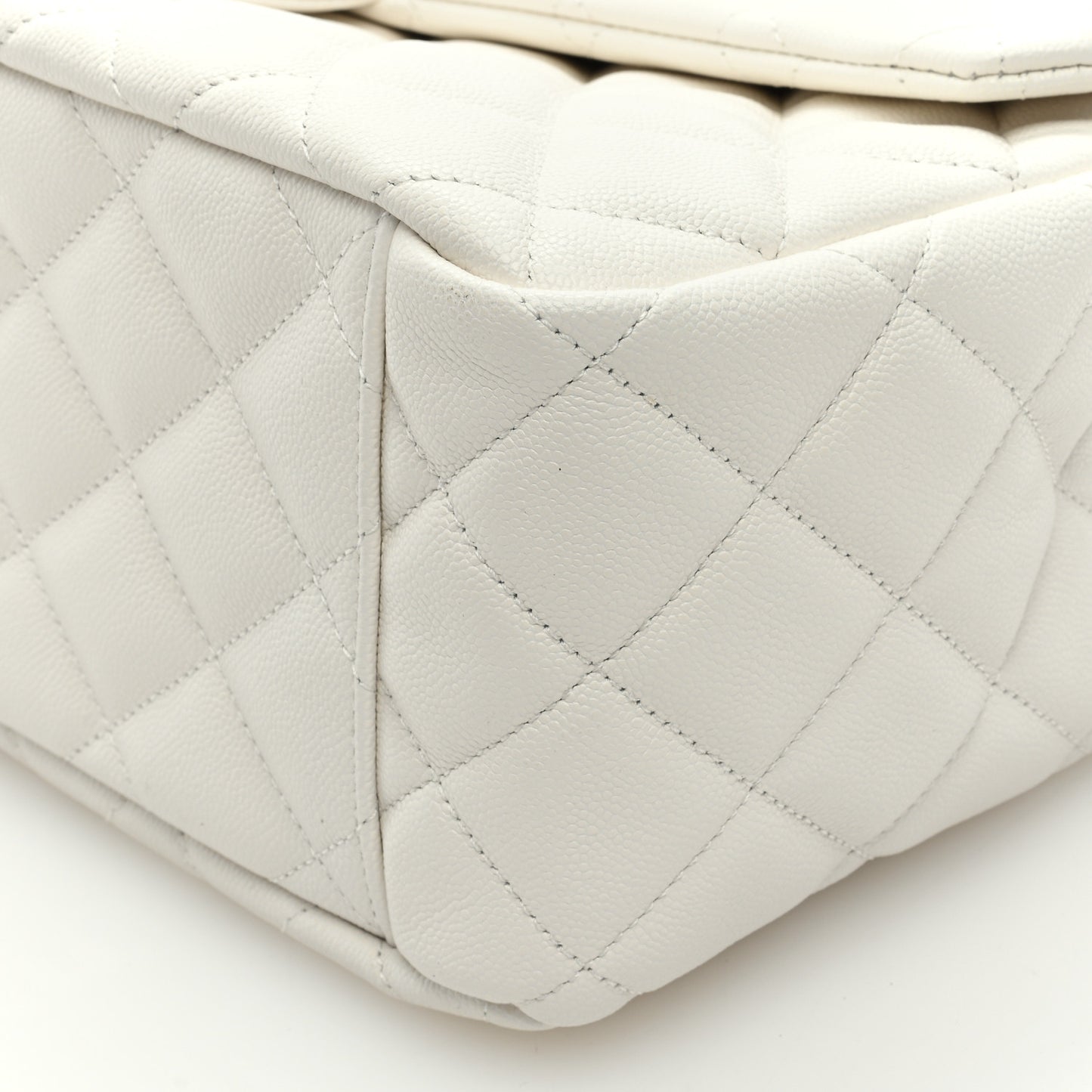 Caviar Quilted XXL Travel Flap Bag White