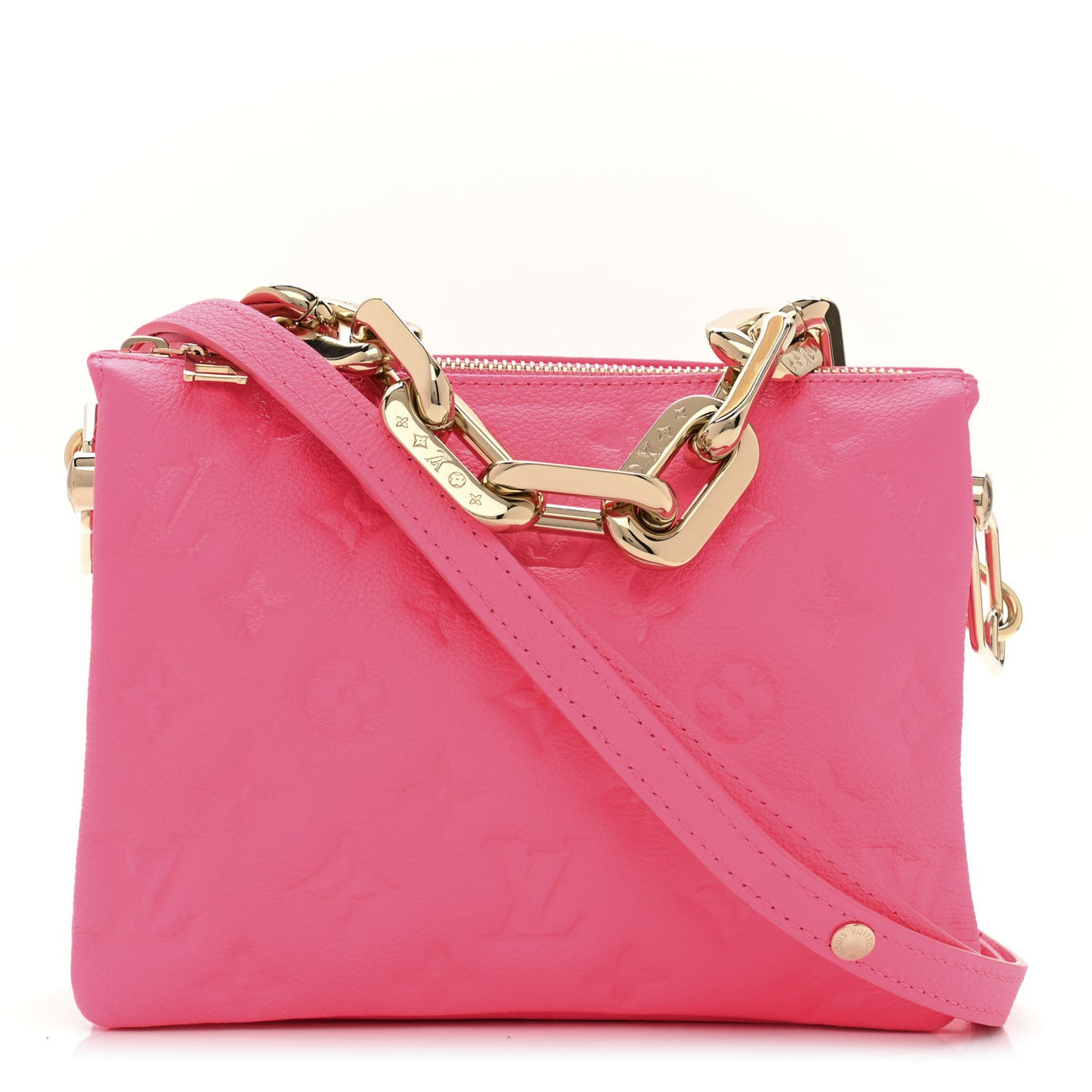 Calfskin Embossed Monogram Coussin BB Rose Fluo