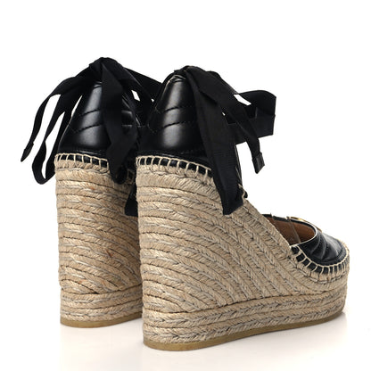 Gucci Nappa Matelasse GG Marmont Ankle Wrap Platform 35/120mm Espadrille Wedges 37.5 Black 4 of 9