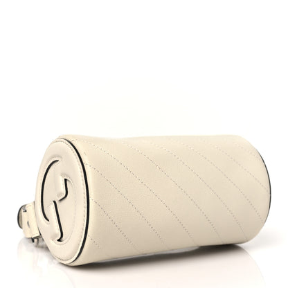 Gucci Sakai Be Green Calfskin Diagonal Stitched Mini Blondie Barrel Shoulder Bag Mystic White 4 of 11