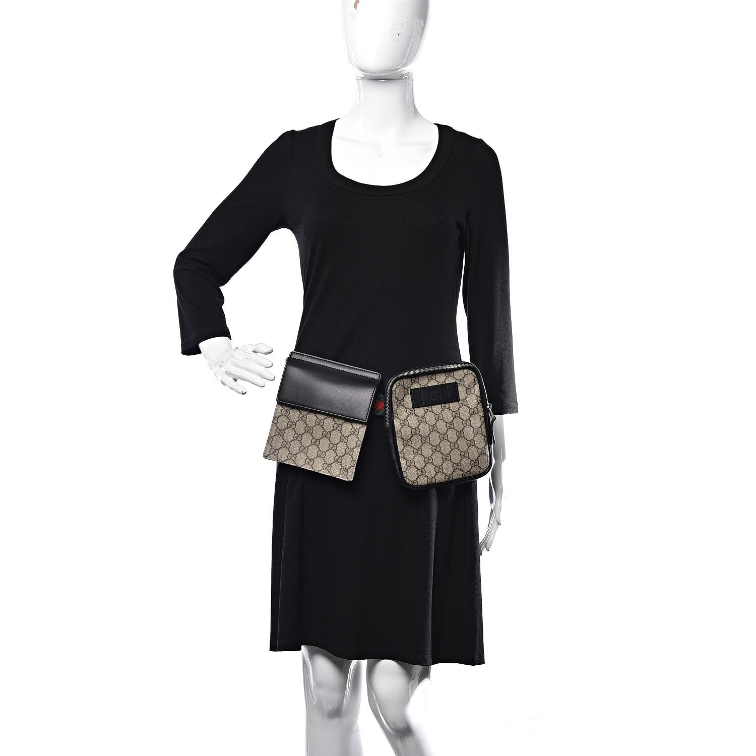 Gucci GG Supreme Monogram Web Belt Bag Black 2 of 14