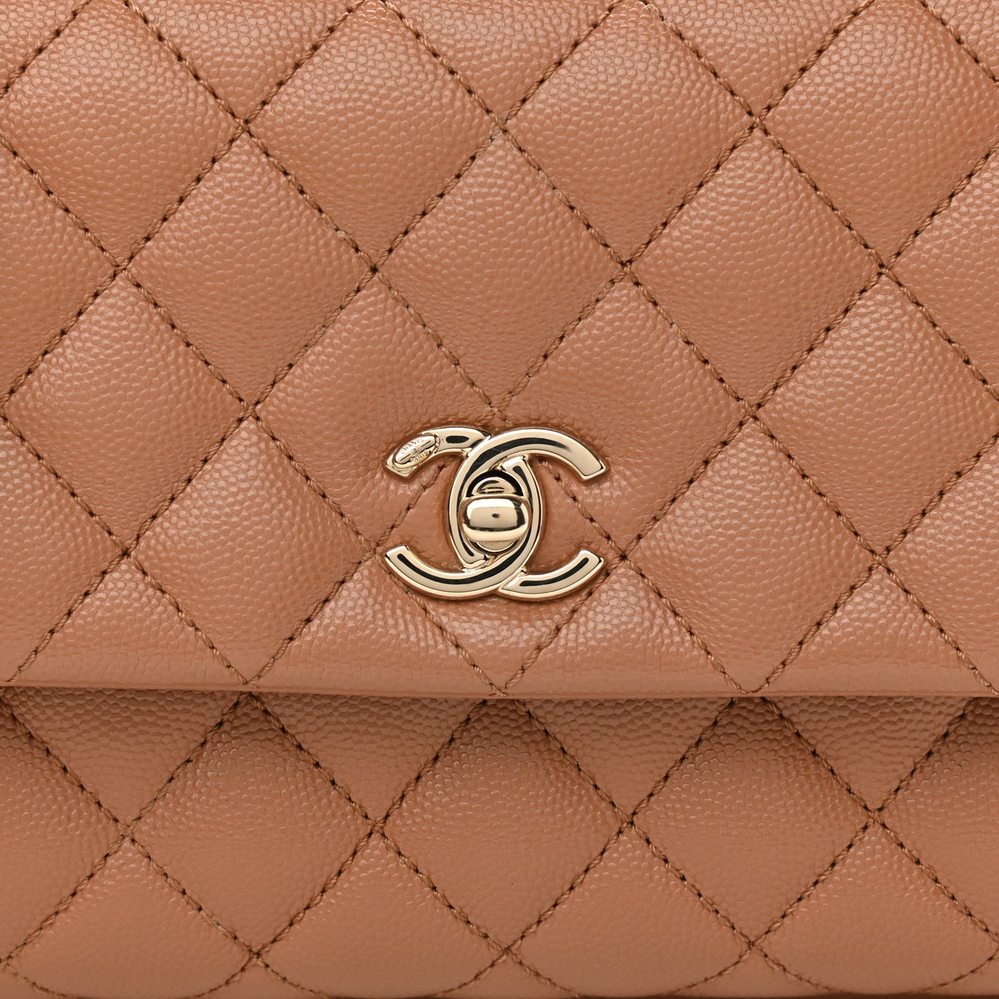 Caviar Quilted Mini Coco Handle Flap Brown