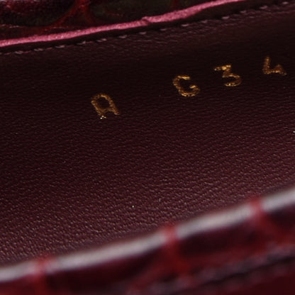 Chanel Crocodile Embossed Calfskin CC Chain Mocassin Loafers 38.5 Burgundy Black 10 of 12