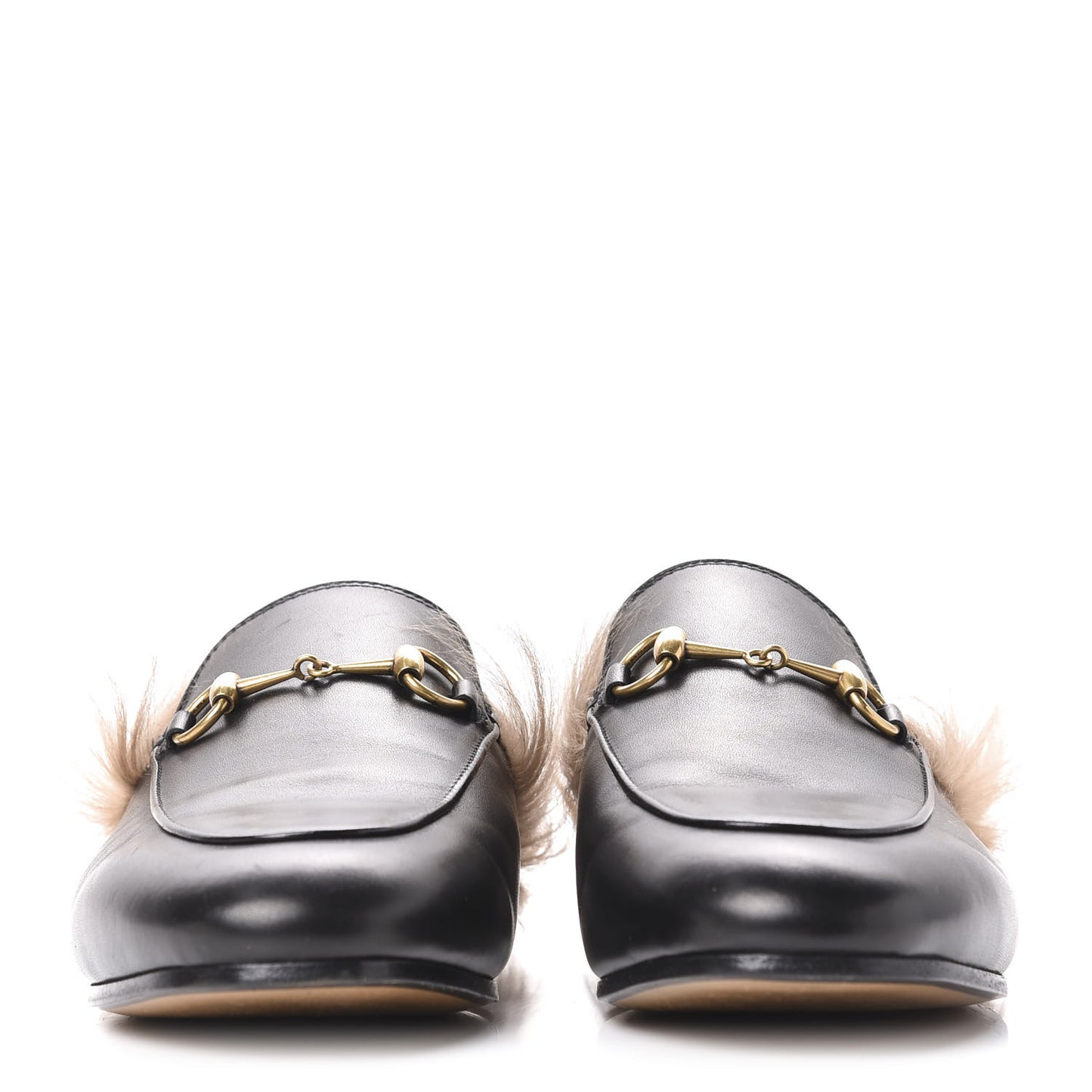 Calfskin Fur Womens Princetown Slippers 36 Black