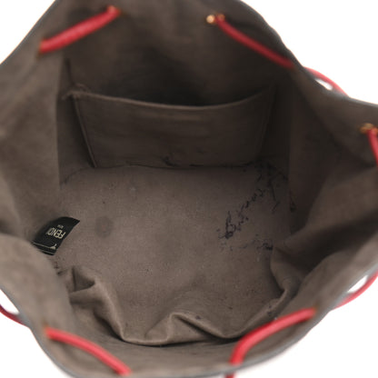 Fendi Vitello Grace F is Fendi Bi-Color FF 1974 Embossed Grande Mon Tresor Bucket Bag Maya Black Fragola 4 of 10