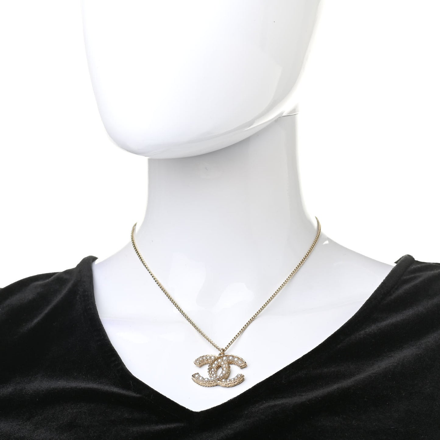 Pearl CC Pendant Necklace Gold