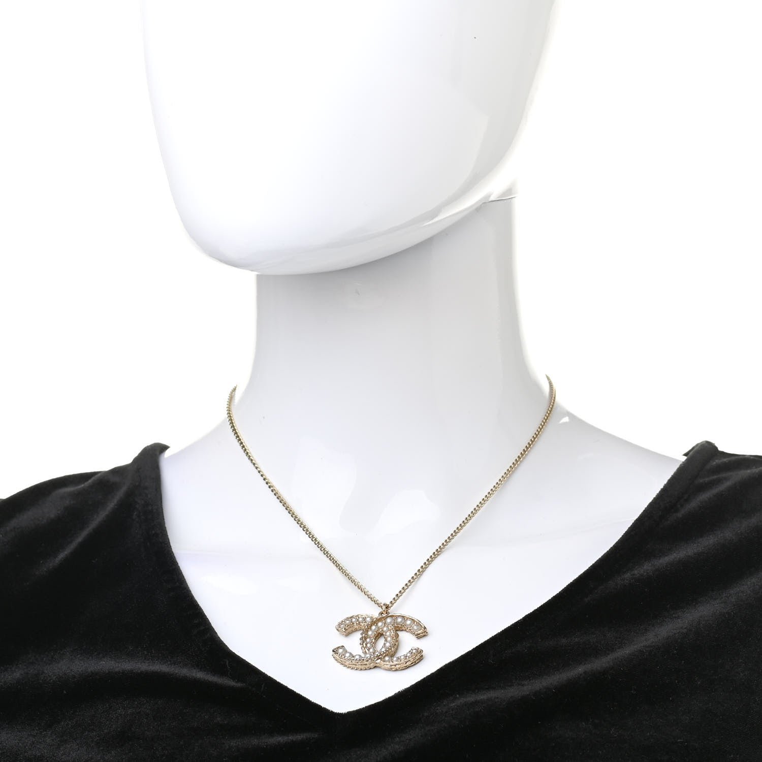 Chanel Pearl CC Pendant Necklace Gold 2 of 5