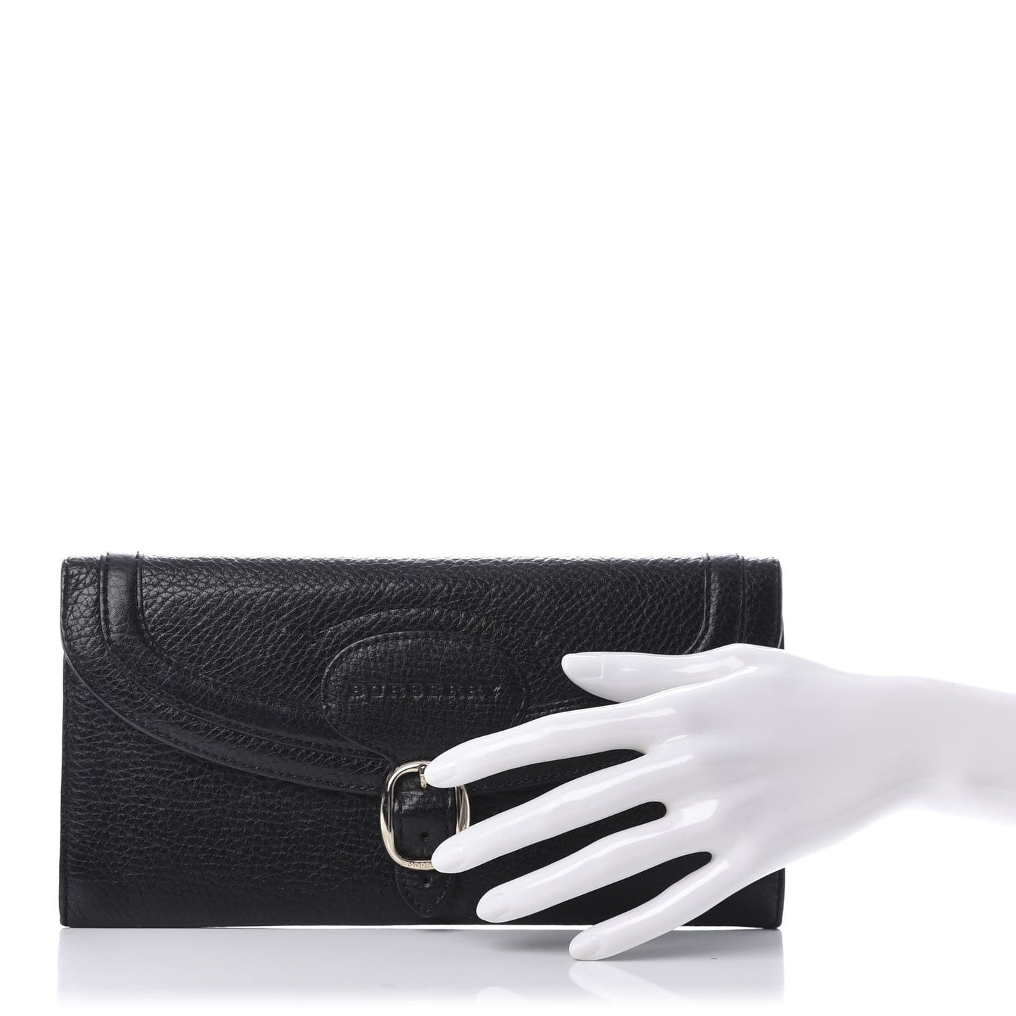 Grain Calfskin Continental Travel Wallet Black