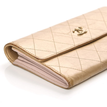 Chanel Aged Metallic Calfskin Quilted Large Palette Flap Wallet Gold 11 of 11