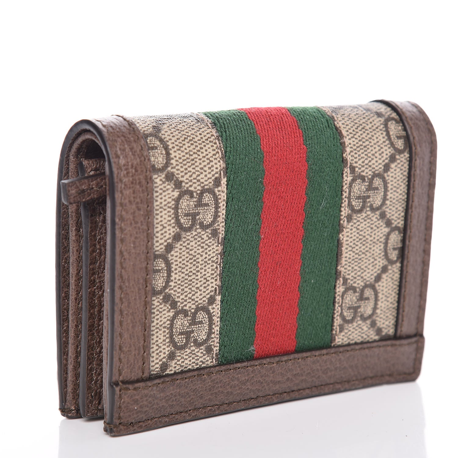 Gucci GG Supreme Monogram Web Ophidia Card Case Beige New Acero 3 of 8