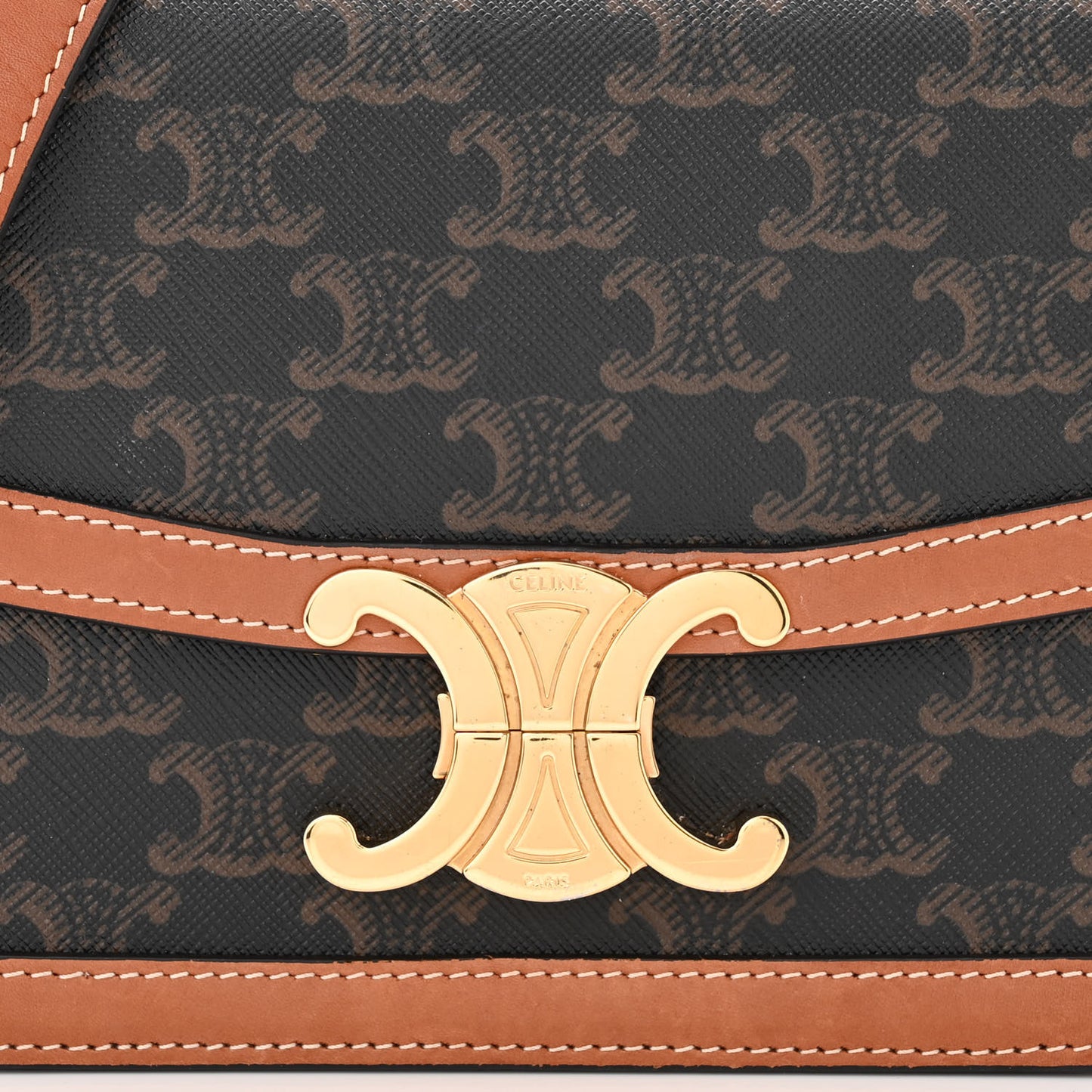 Calfskin Triomphe Canvas Teen Triomphe Bag Tan