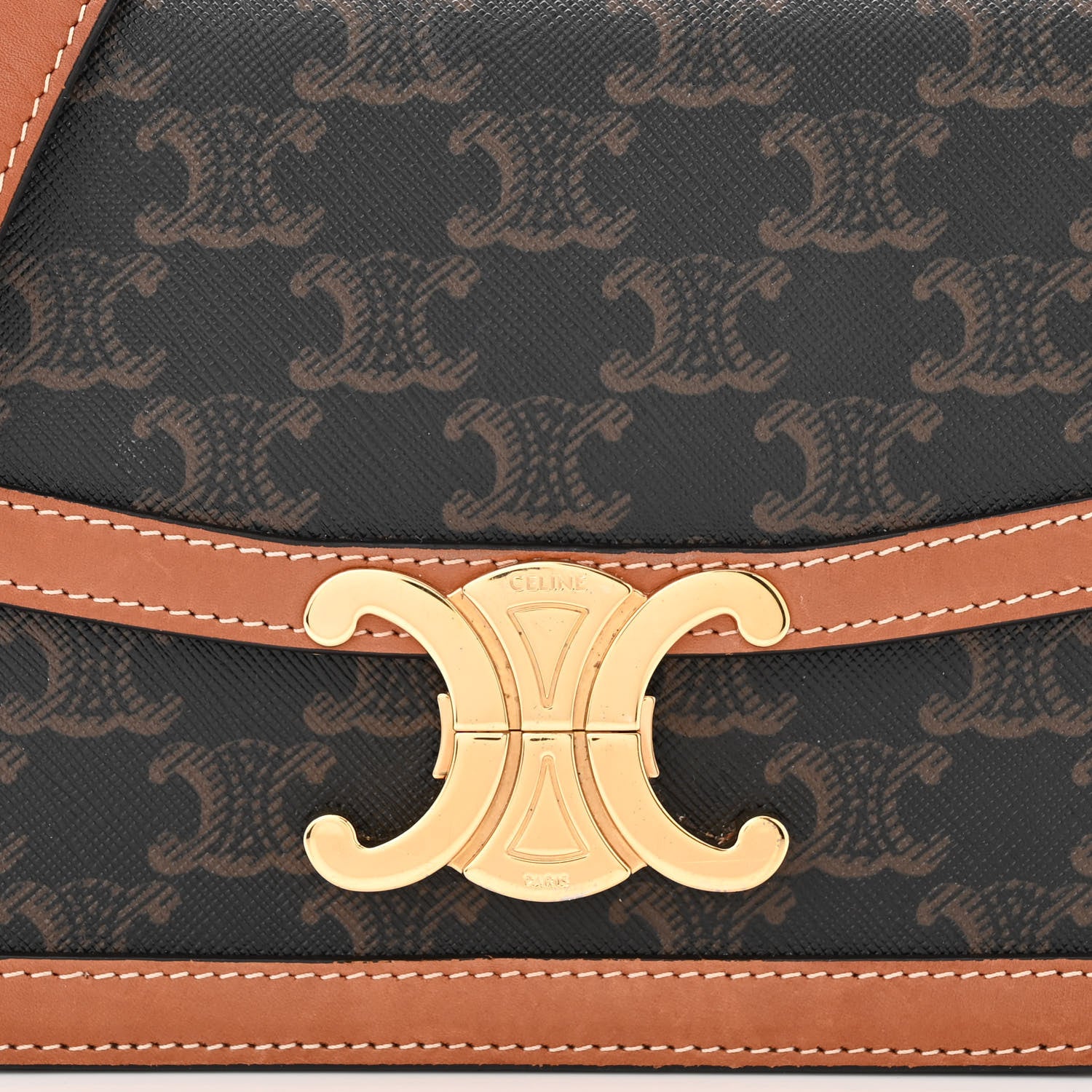 Celine Calfskin Triomphe Canvas Teen Triomphe Bag Tan 9 of 13