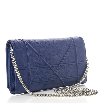 Christian Dior Grained Calfskin Diorama Croisiere Chain Wallet Blue 2 of 4