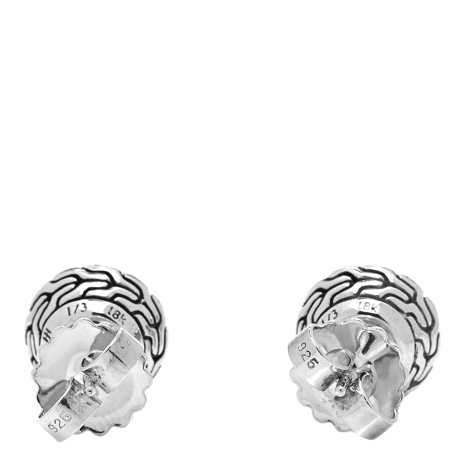 John Hardy Sterling Silver 18K Yellow Gold Palu Round Earrings 3 of 5