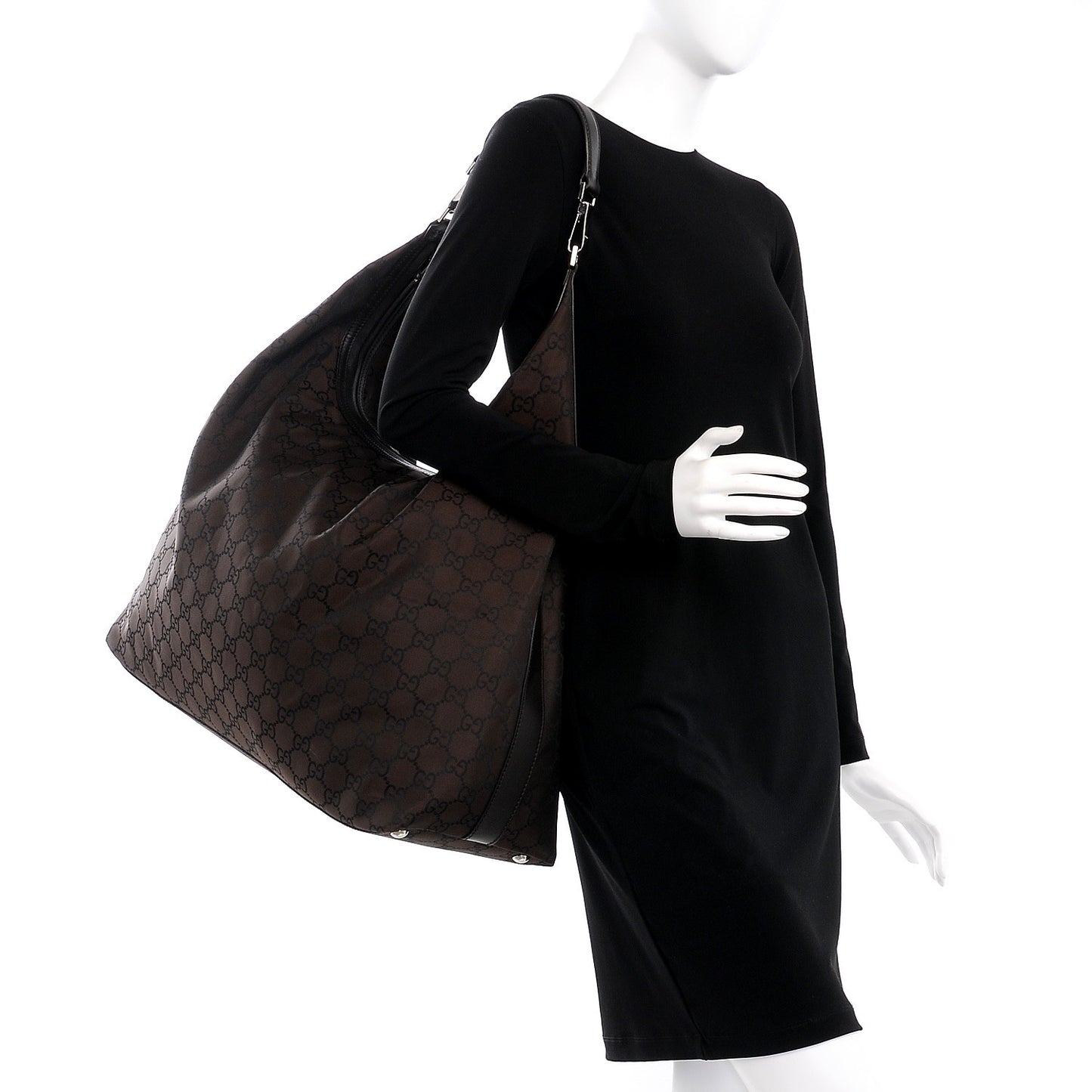 Nylon Monogram Extra Large Hobo Dark Brown