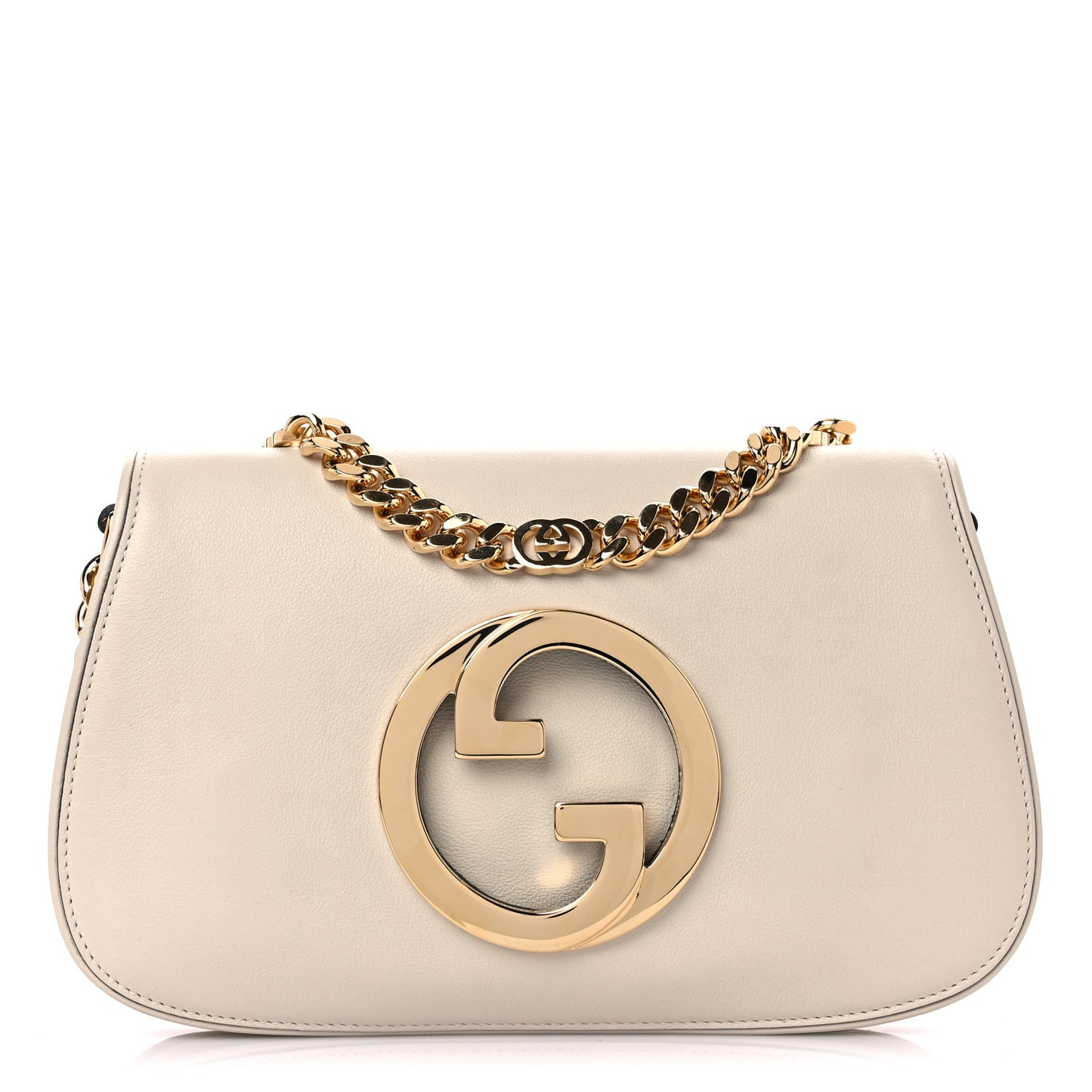 Roxy Calfskin Blondie Chain Shoulder Flap Bag Mystic White