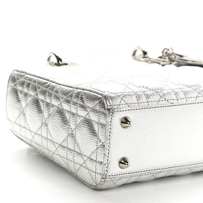 Christian Dior Metallic Grained Calfskin Cannage Small Lucky Badges My Lady Dior Silver 5 of 12